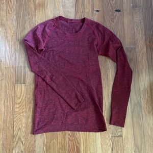 Lululemon Red Long Sleeved Swiftly Sz 8
